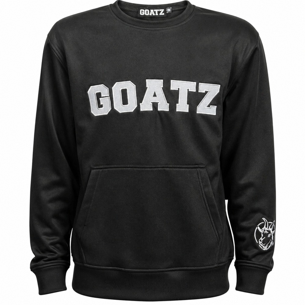 GOATZ Crewneck Sweatshirt Mens Medium Black Graphic Goat Logo Pullover Embroider